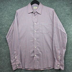 Faherty Mens Pink Blue Gingham Long Sleeve Button Down Shirt Size L Cotton Blend